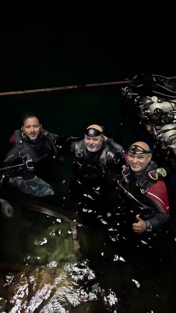 Mergulhadores Walvee Dives em mergulho noturno