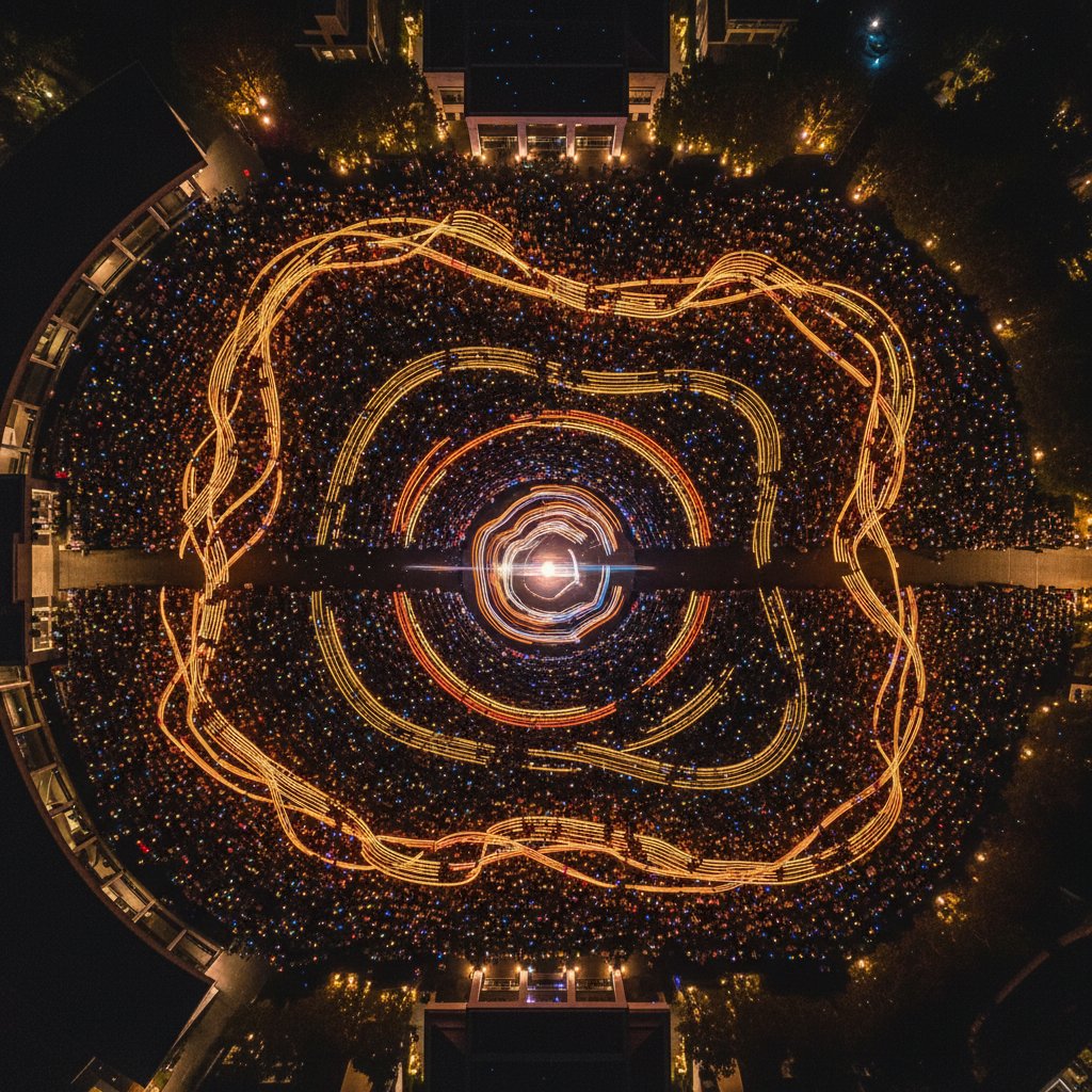 Foule illuminée
