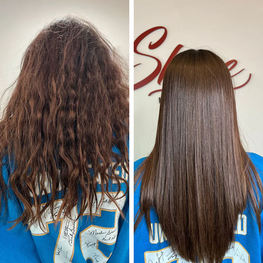 Antes y después alisado profundo