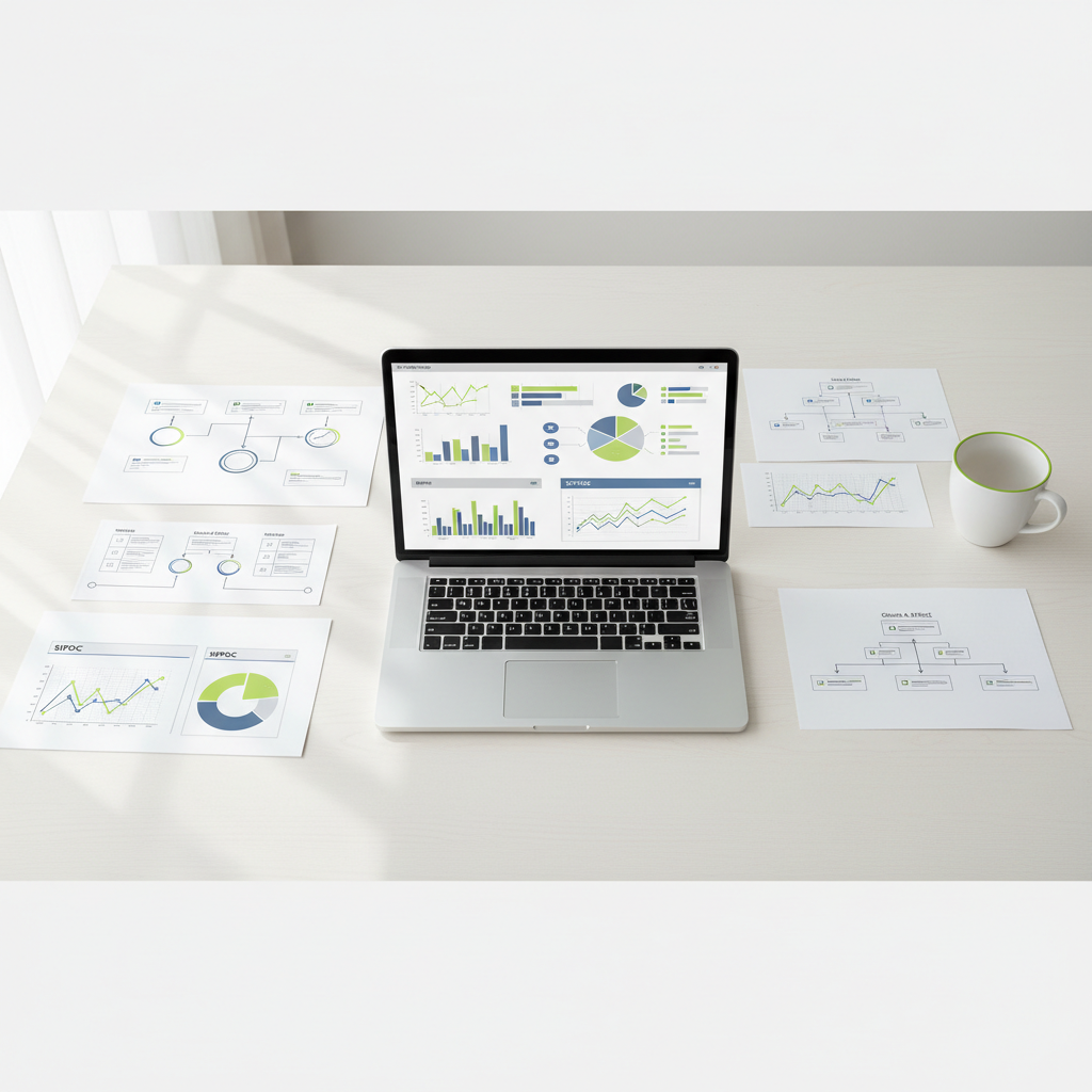 Analytics dashboard with Lean Six Sigma process charts