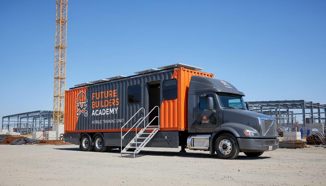 ProTrades containerised mobile training unit on site