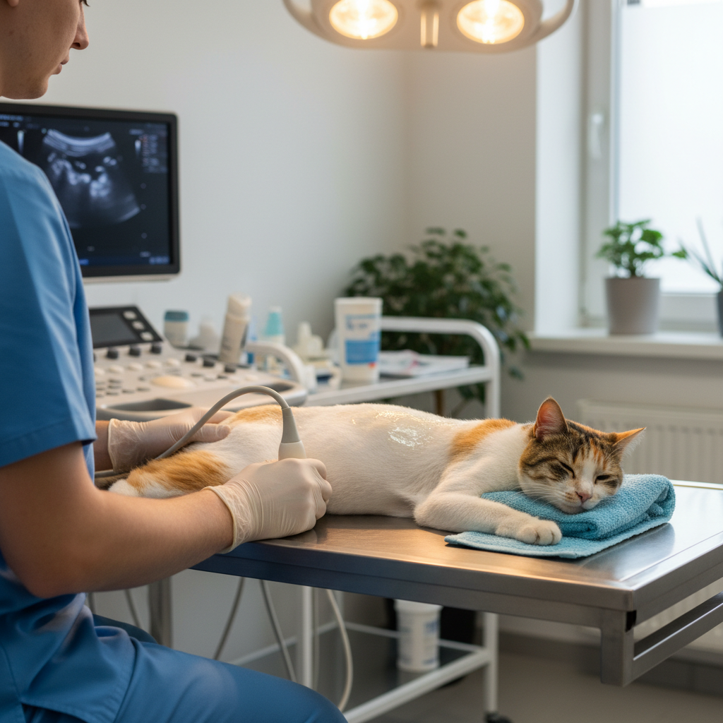 Cat ultrasound scan at vet