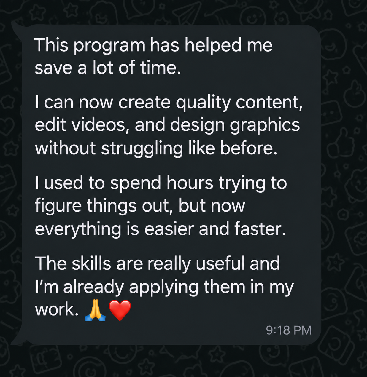 Student testimonial 1