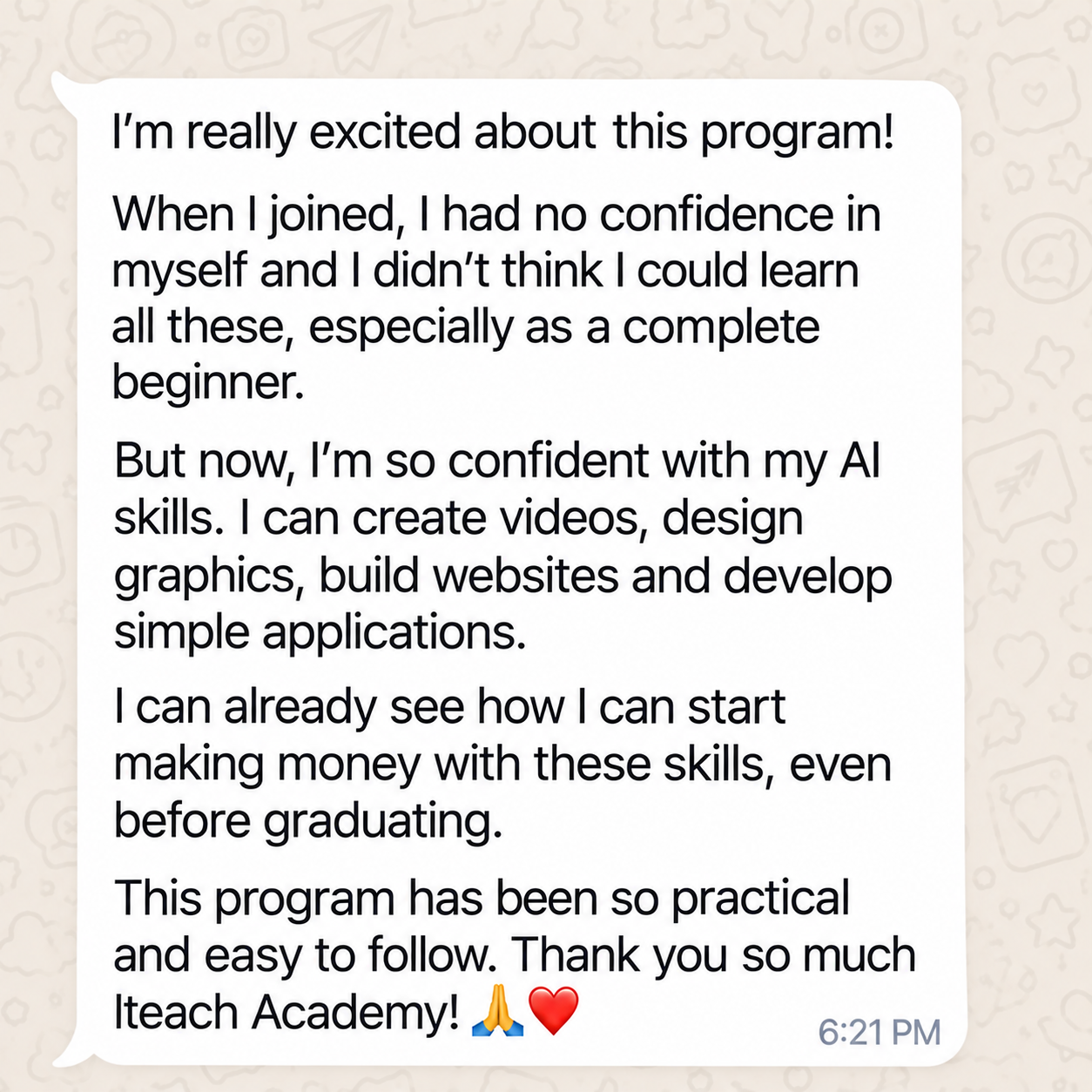 Student testimonial 6
