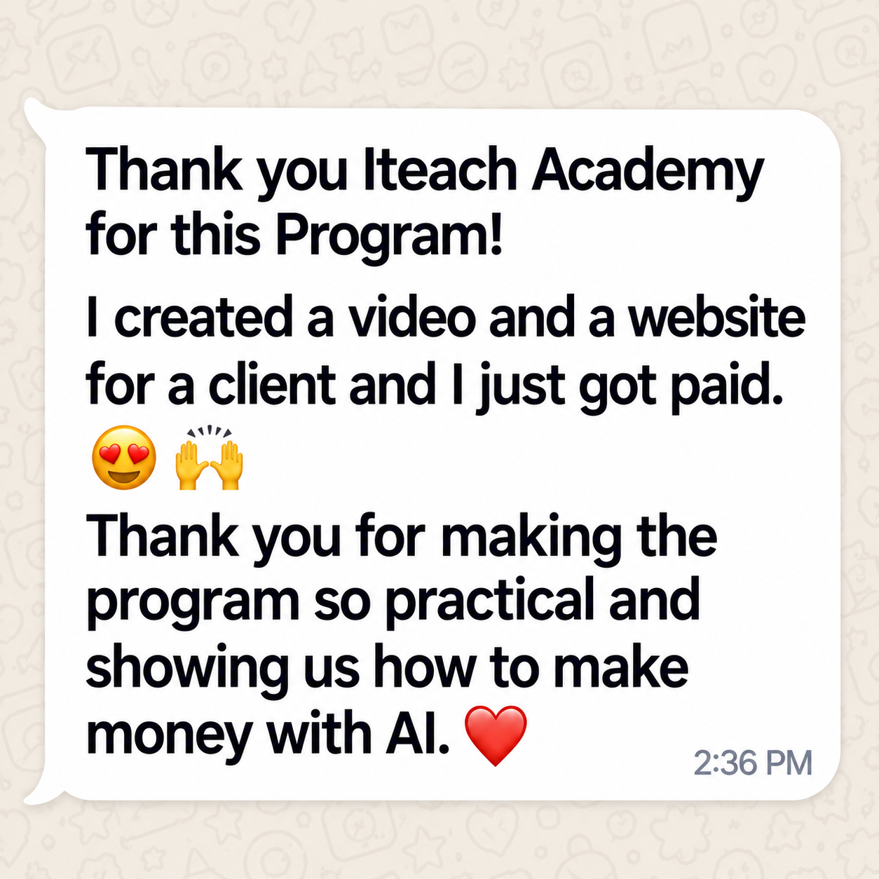 Student testimonial 1