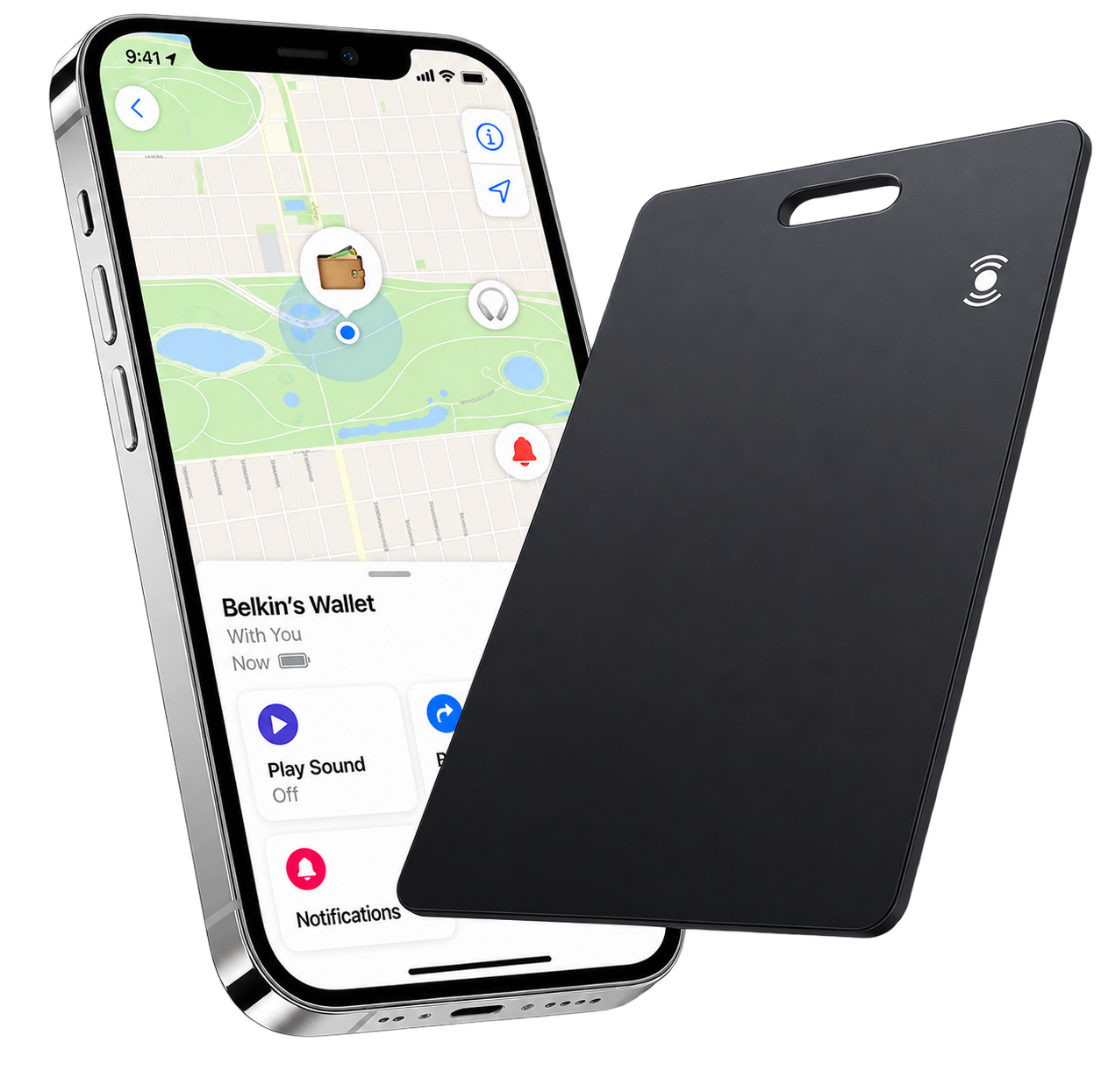 Cartão rastreador GPS sobre o smartphone com mapa de localização