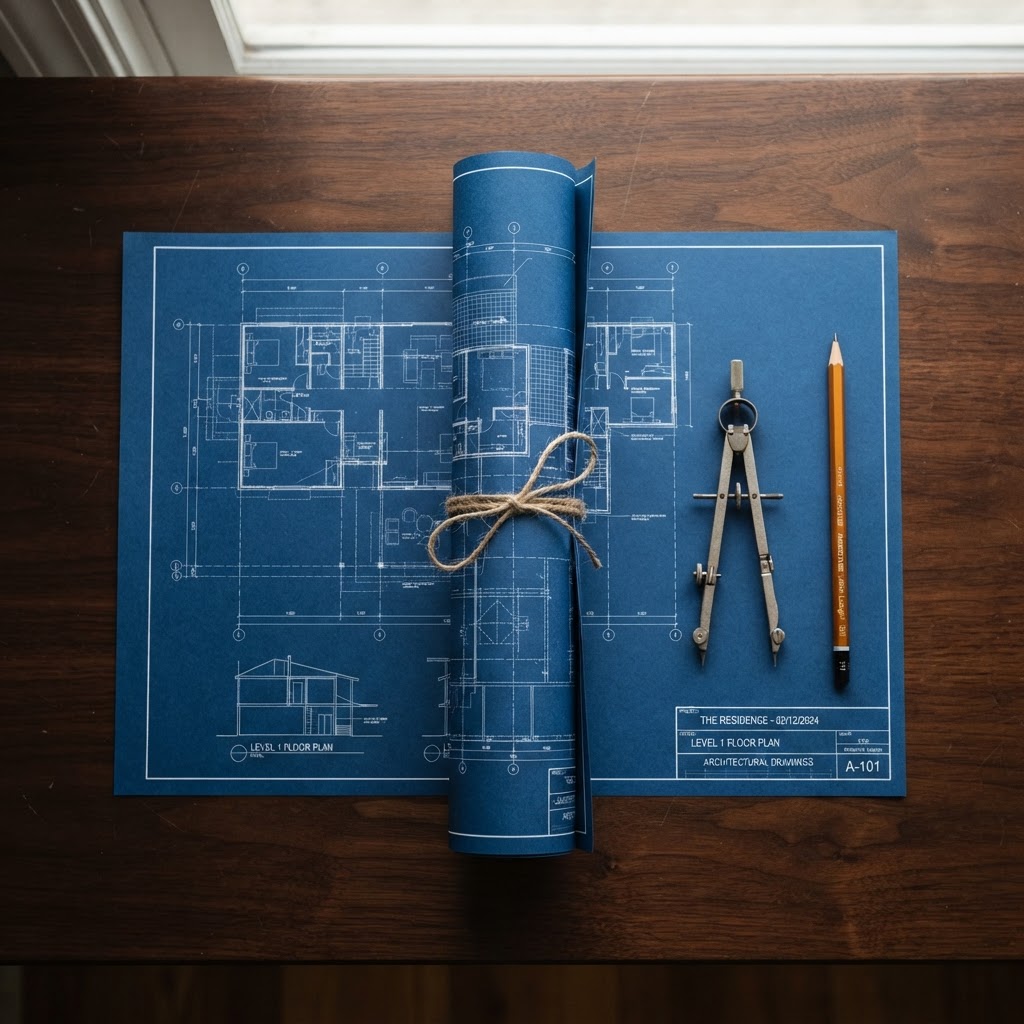 Rolled blueprints