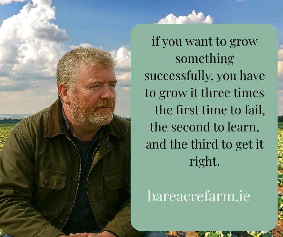 Dave Kavanagh with the Bare Acre Farm quote