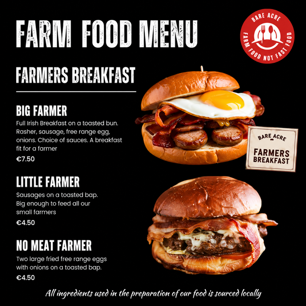 Farm Food Menu - Farmers Breakfast
