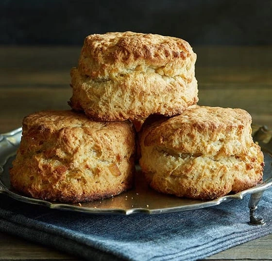 Home baked scones on a silver platter at Bare Acre Farm