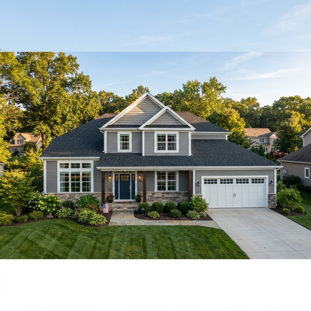 Demore Exterior Solutions roofing and siding contractor working on a Northeast Ohio home