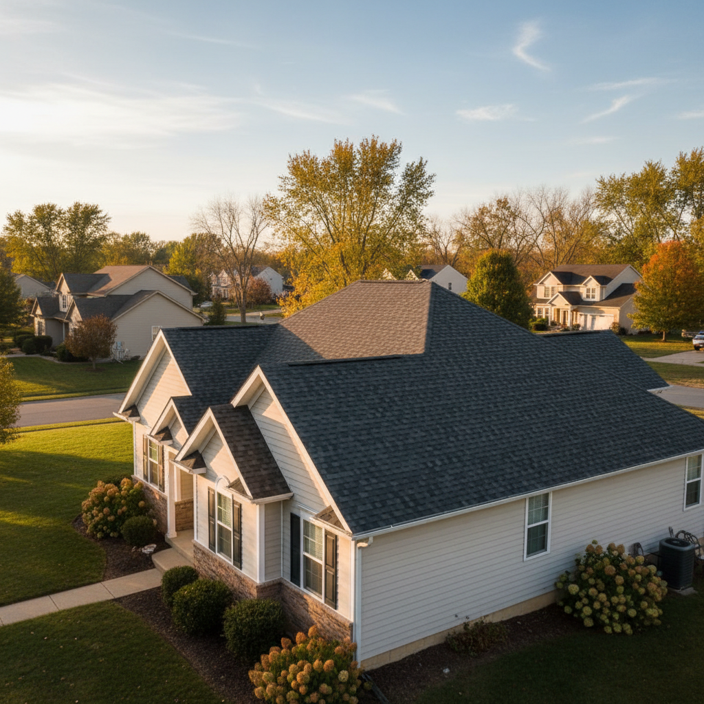 Completed asphalt shingle roof installation by Demore Exterior Solutions