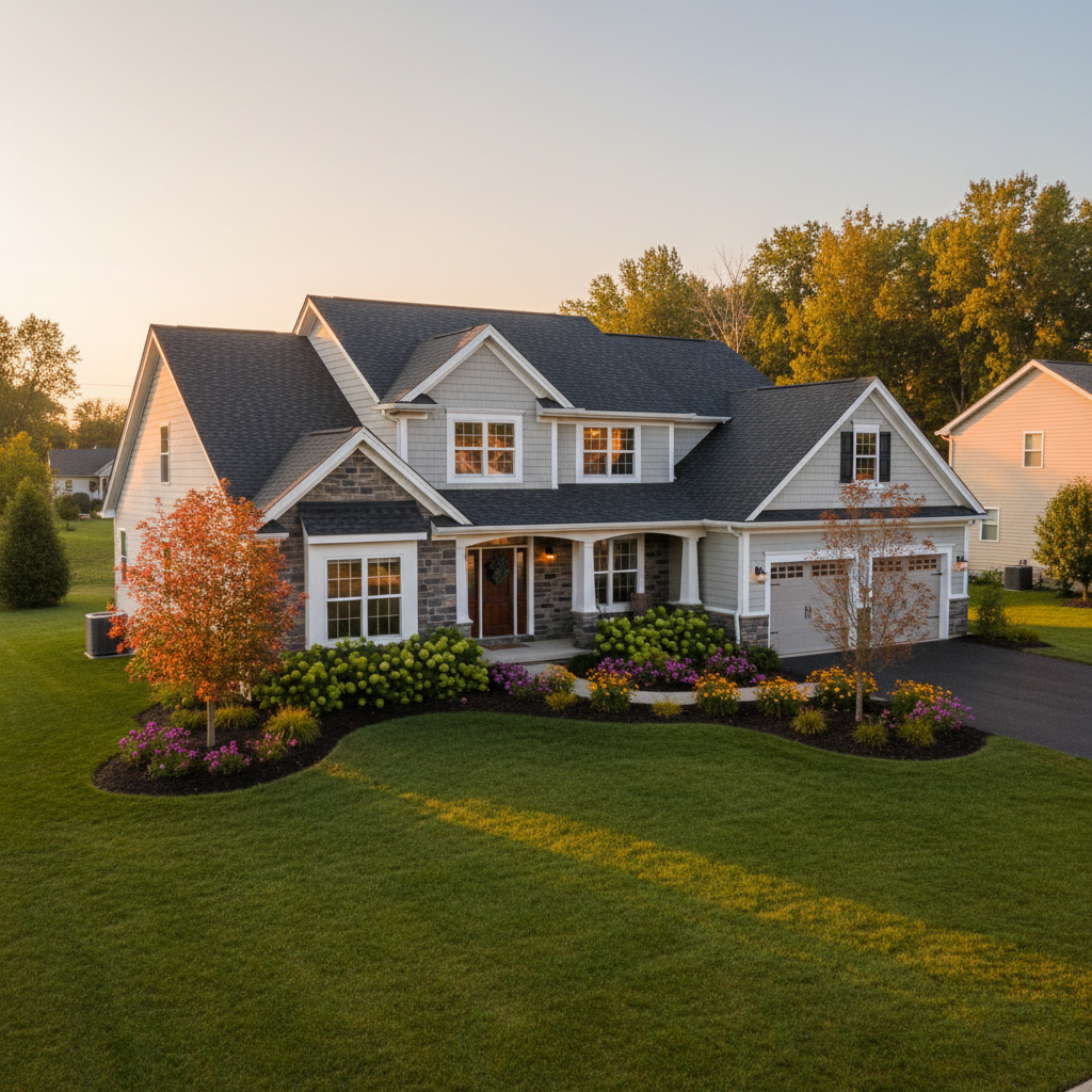 Beautiful home with new roof installed by Demore Exterior Solutions in Mentor Ohio