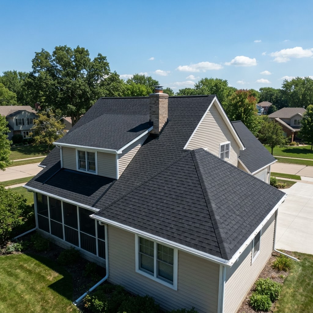 Completed asphalt shingle roof installation by Demore Exterior Solutions