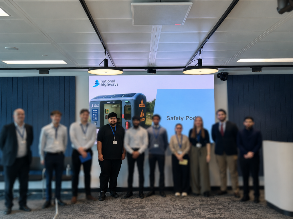 FutureDesk workplace simulation group in front of the National Highways presentation