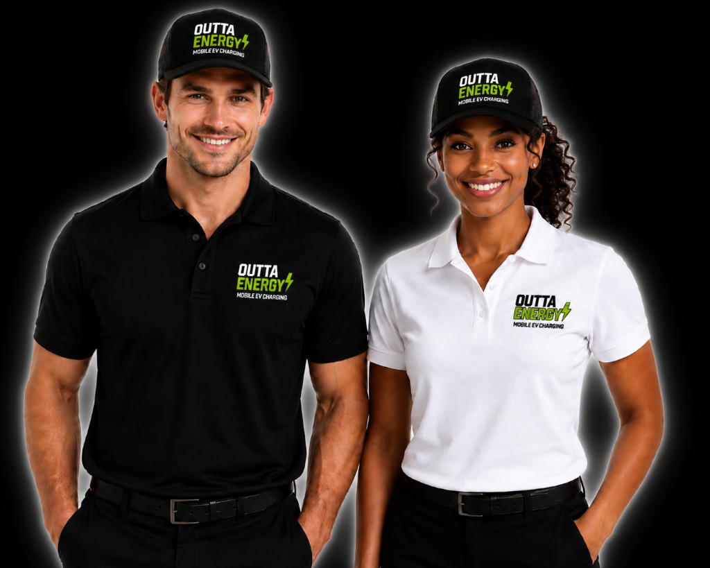Outta Energy team members in branded uniforms