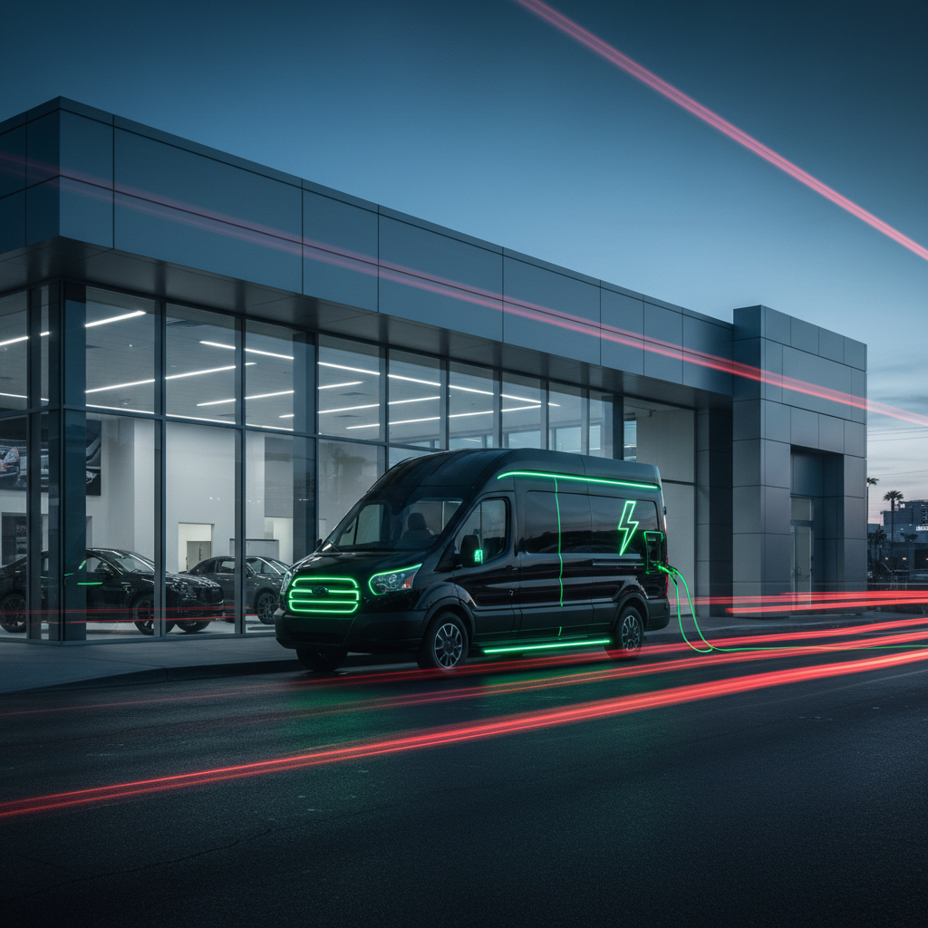 Outta Energy mobile EV charging van at dealership