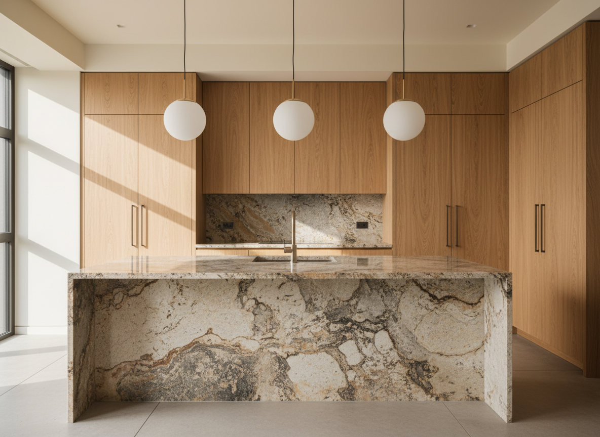 Modern kitchen with granite countertops