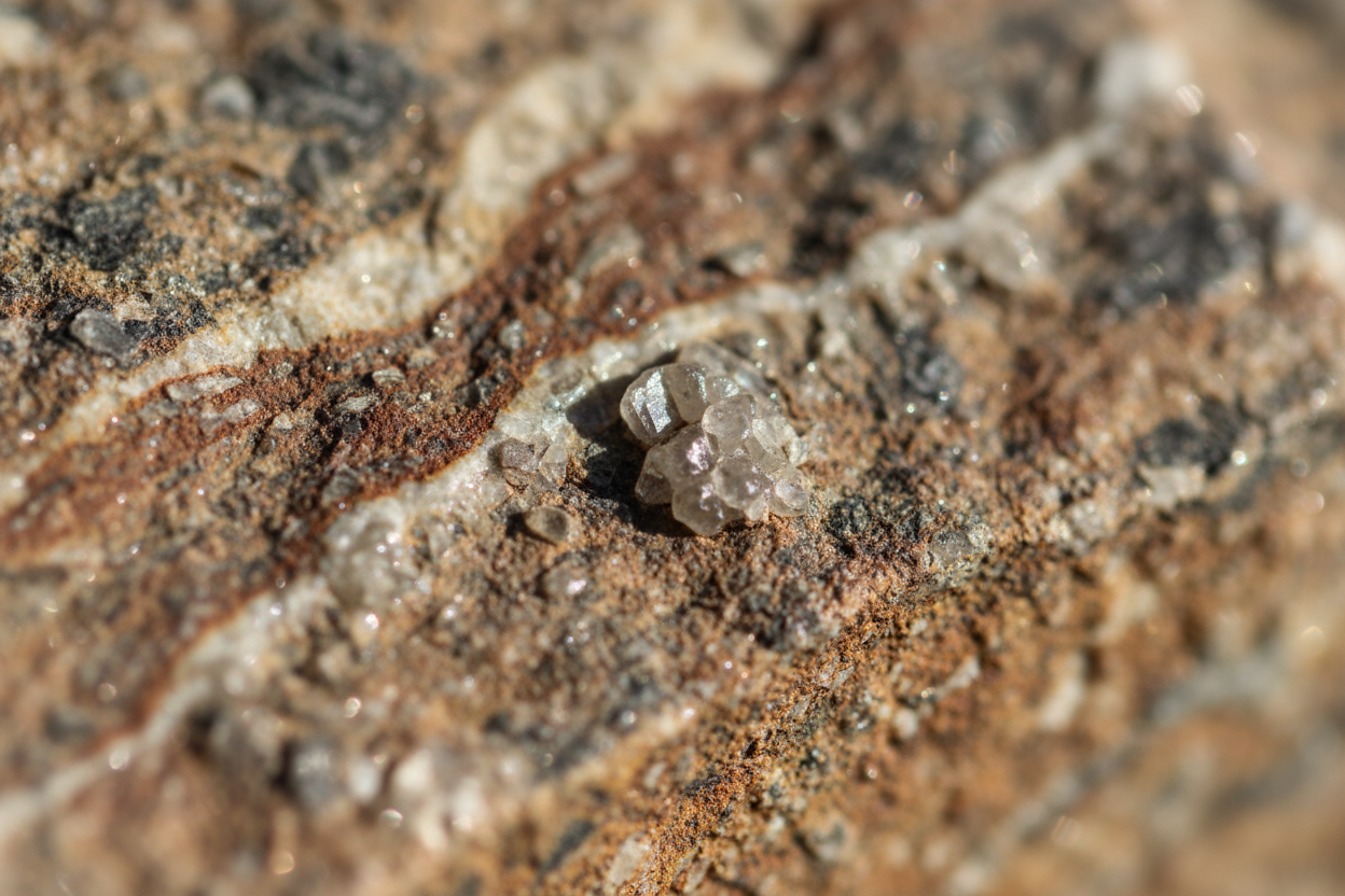 Granite slab showing natural crystal formations