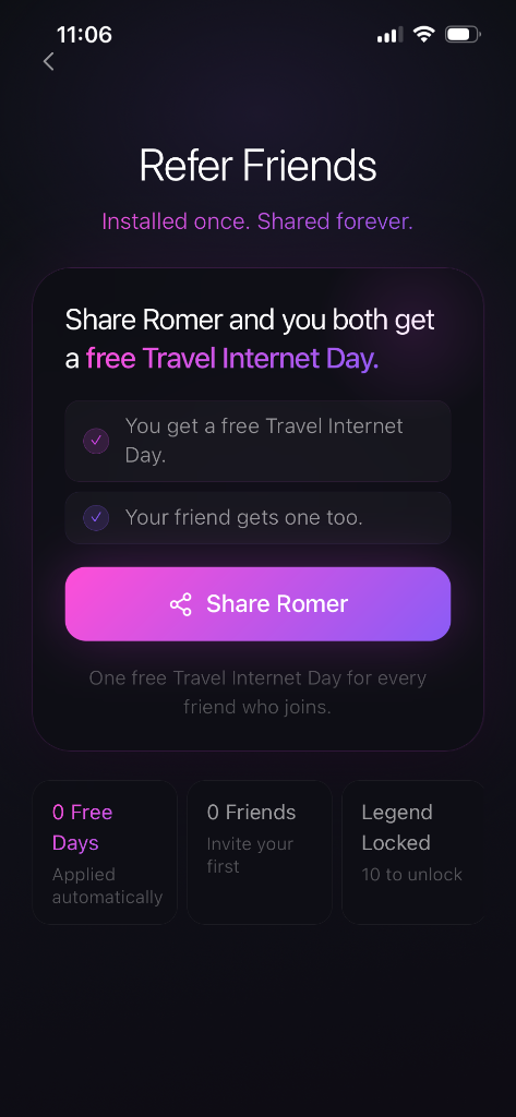 Romer LiteReferral screen