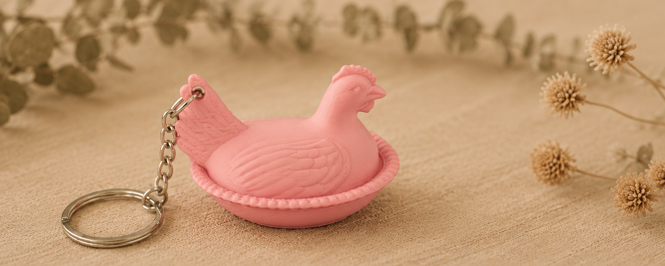 Pink Chicken Keychain