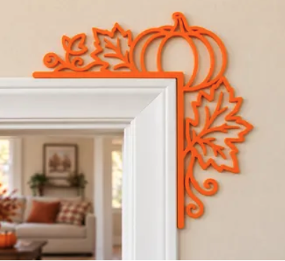 Pumpkin Leaf Door Trim Decor — Orange