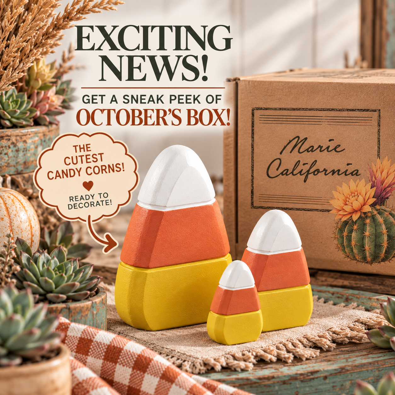 October's Box Sneak Peek โ Wooden Candy Corns