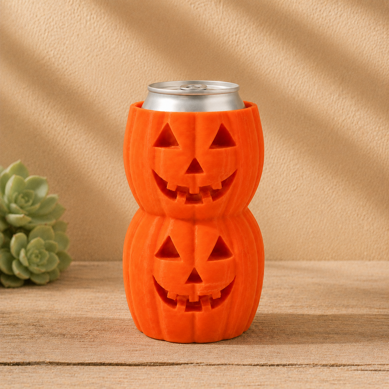 Jack-O'-Lantern Pumpkin Can Cooler