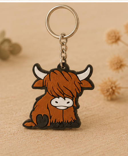 Highland Cow Flat Keychain
