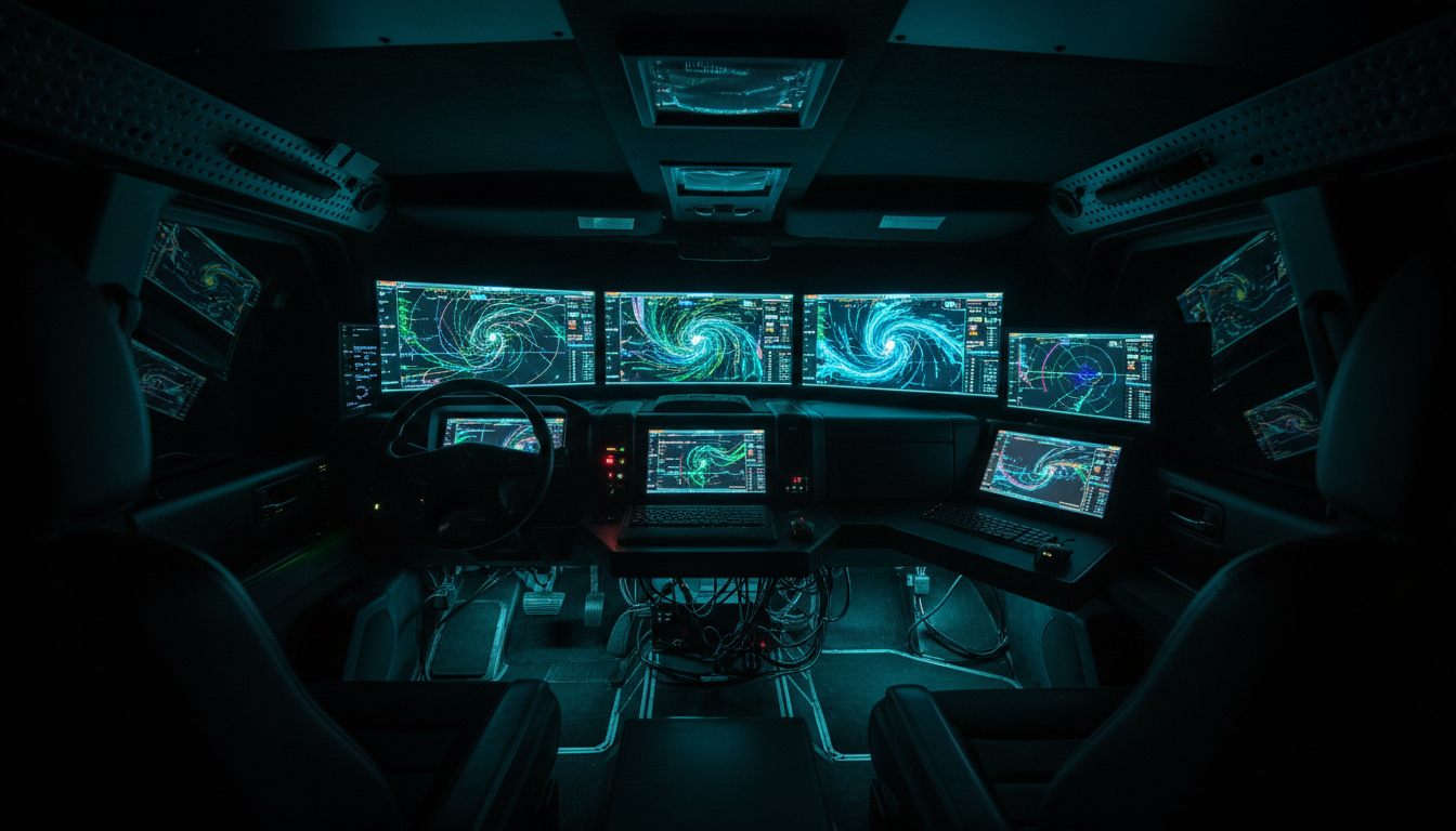 Storm chasing command center equipment