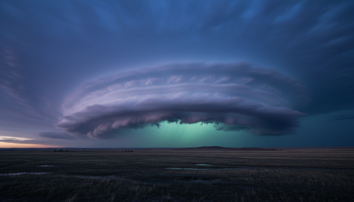 Dramatic supercell thunderstorm over Wyoming plains