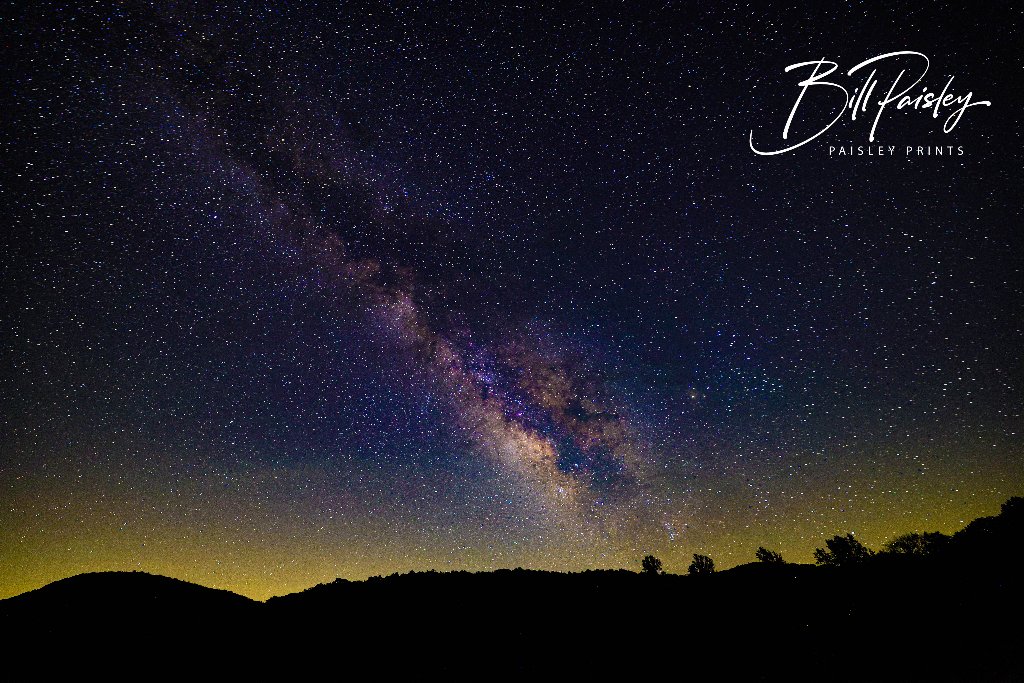 The Milky Way over a dark ridge in Glenville, North Carolina