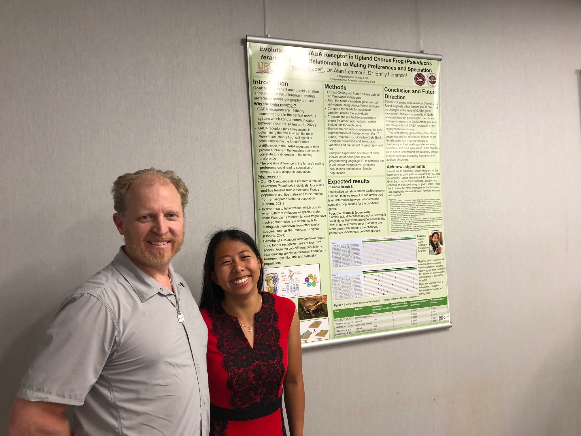 Marie Weber and Alan Lemmon at the Undergraduate Research Symposium, April 2024