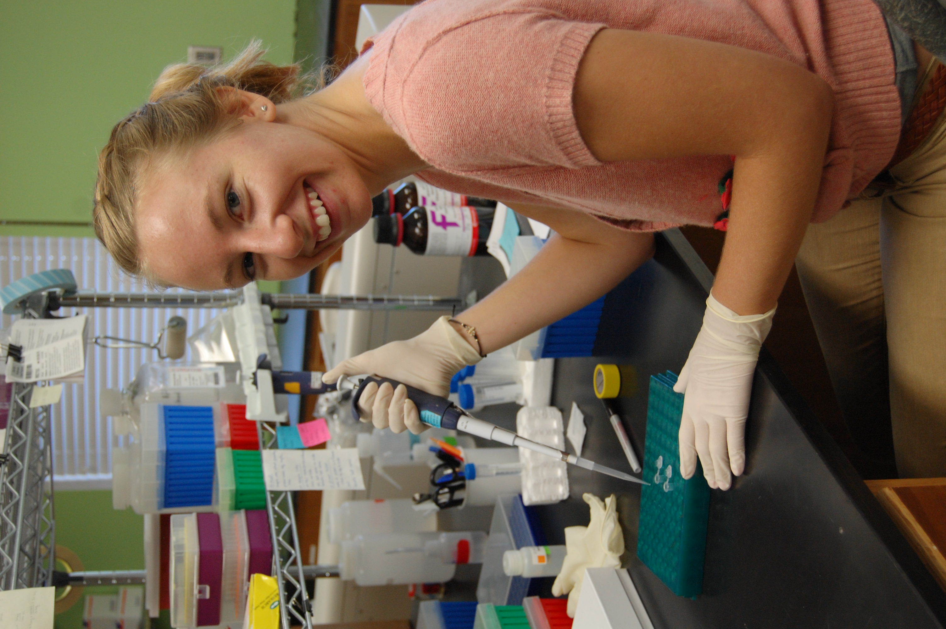 Madison Kucinick, pipetting in the lab