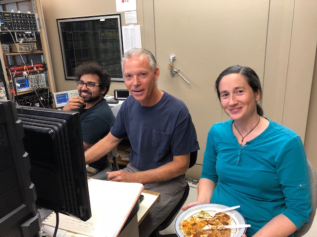 Electrophysiology lab — research team during a recording session.