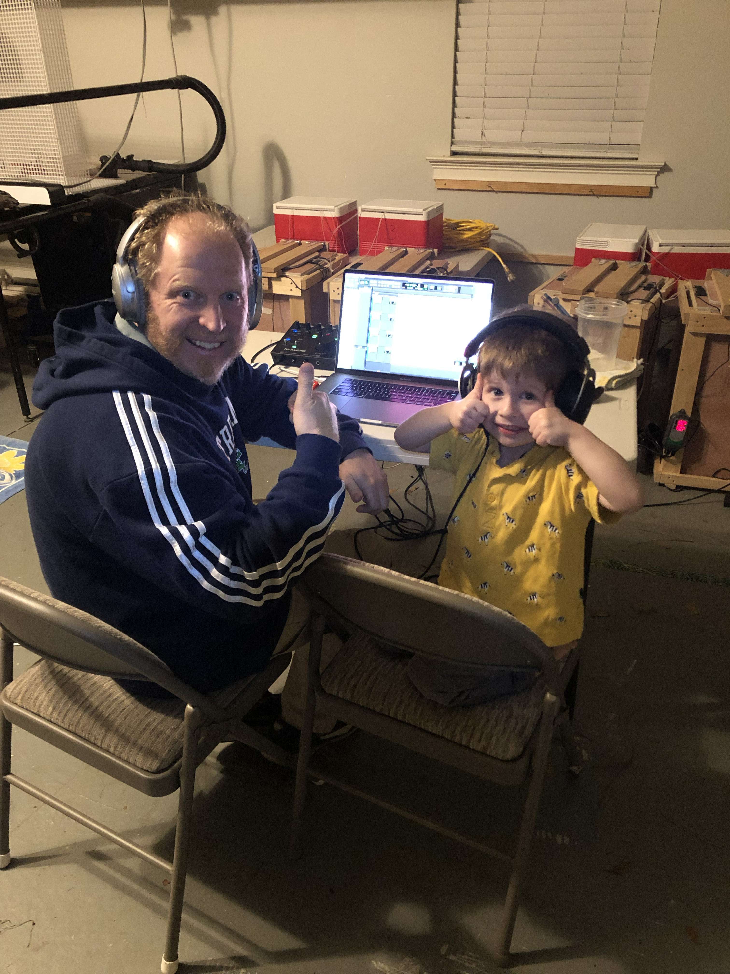 Recording boxes session — Alan and student, 2023