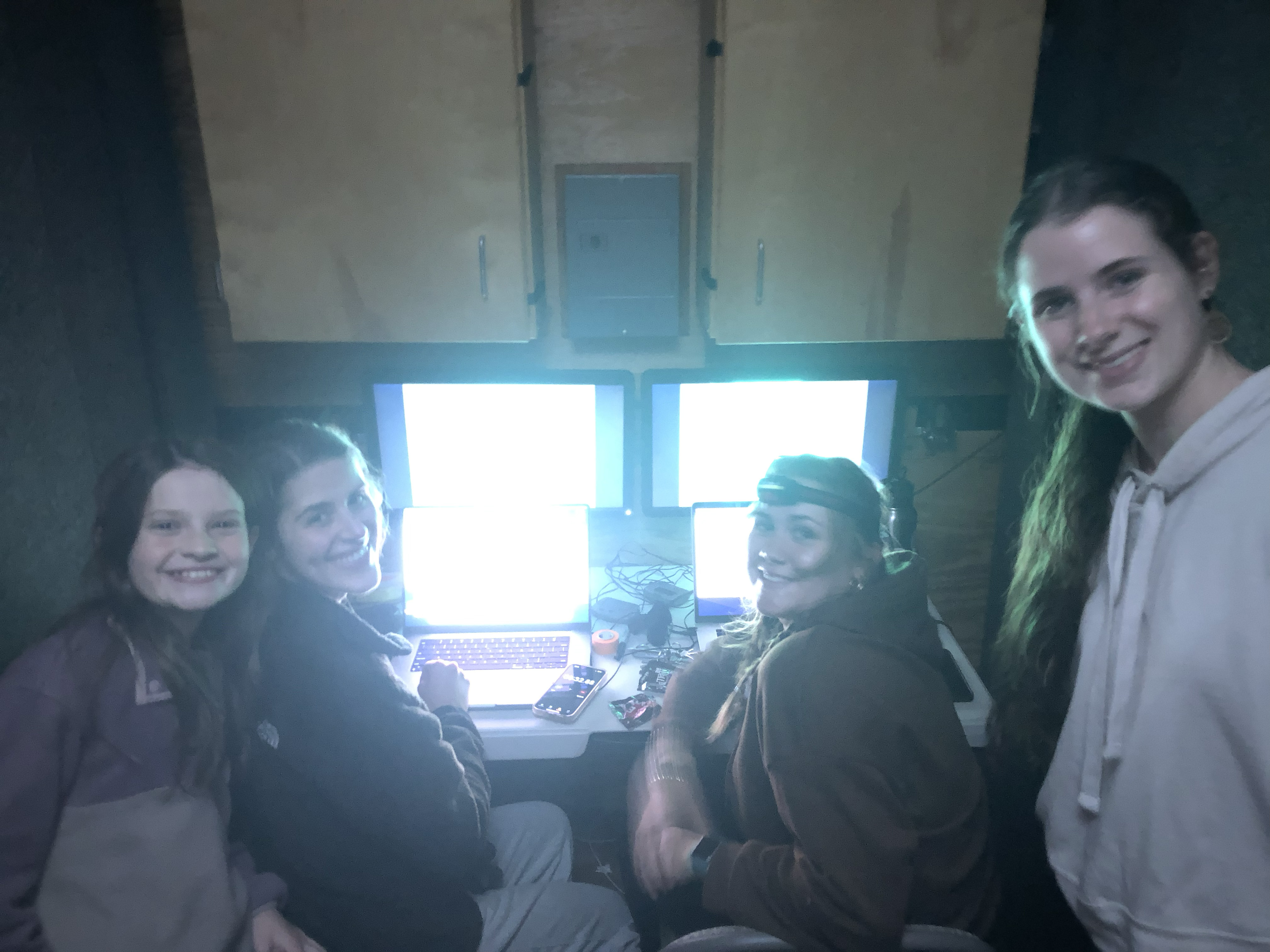 Working inside the preference testing trailer