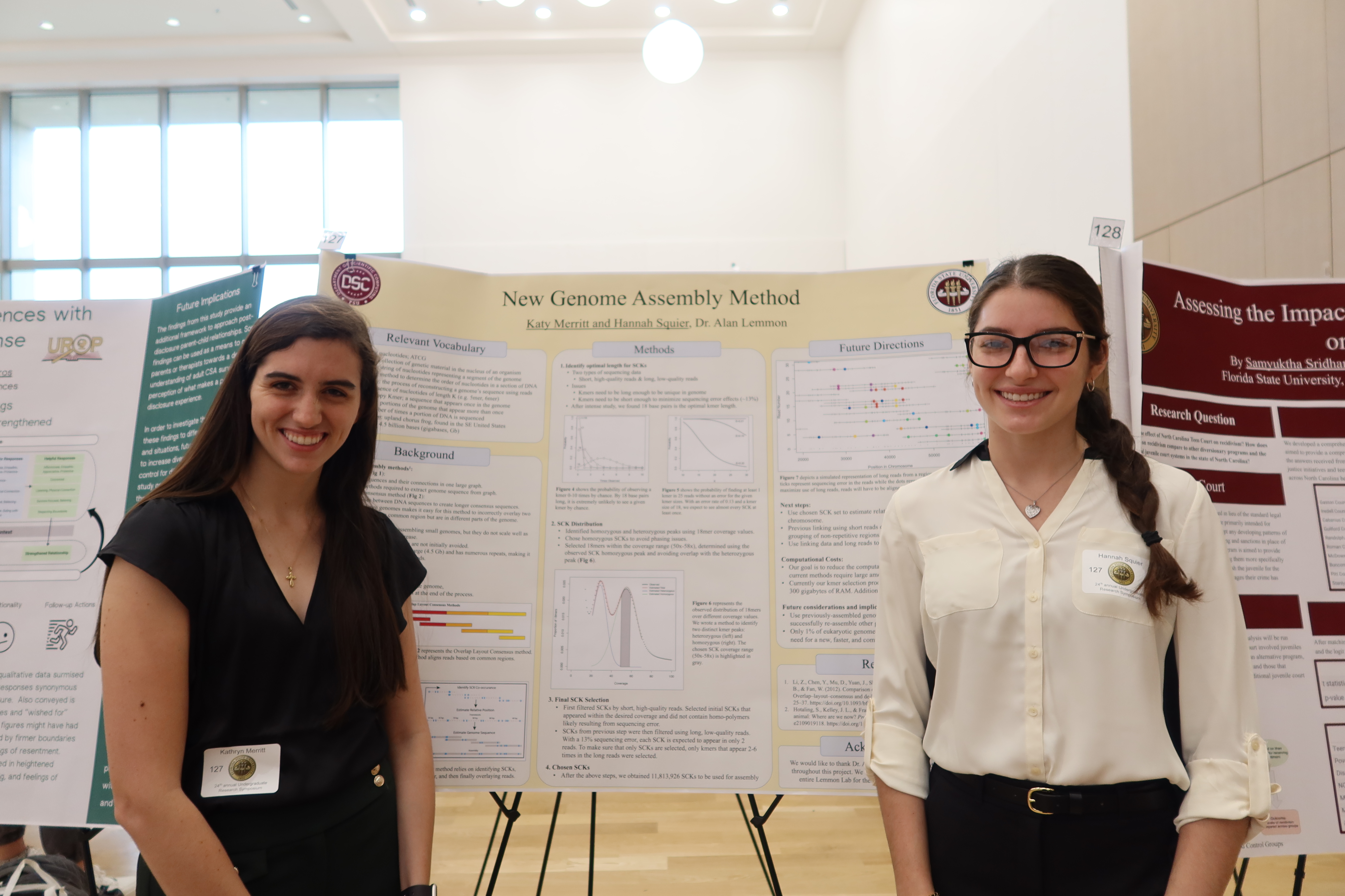 Hannah Squier and Katy Merritt at the Undergraduate Research Symposium, April 2024