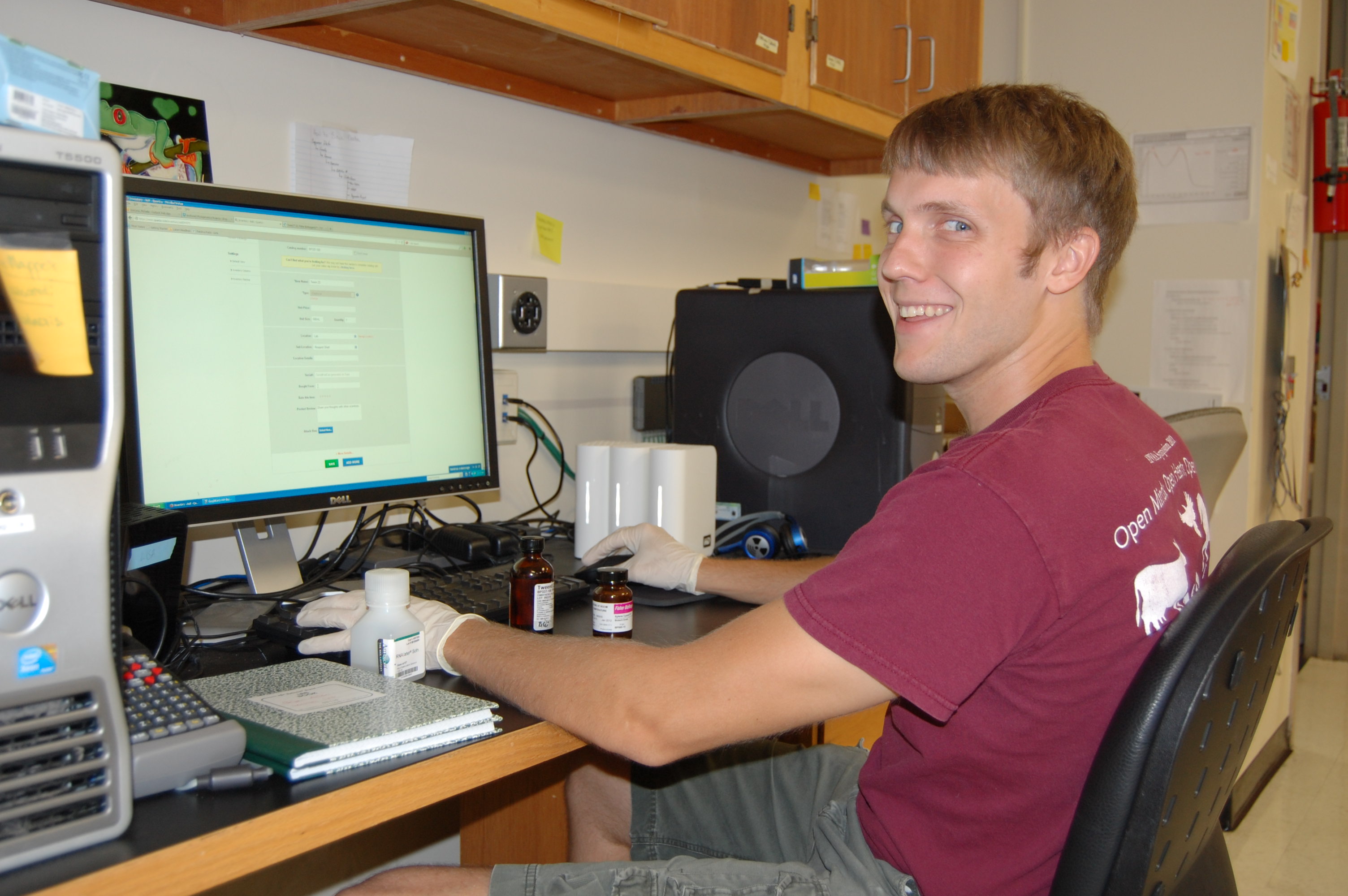 Bryan Allen, working in the lab