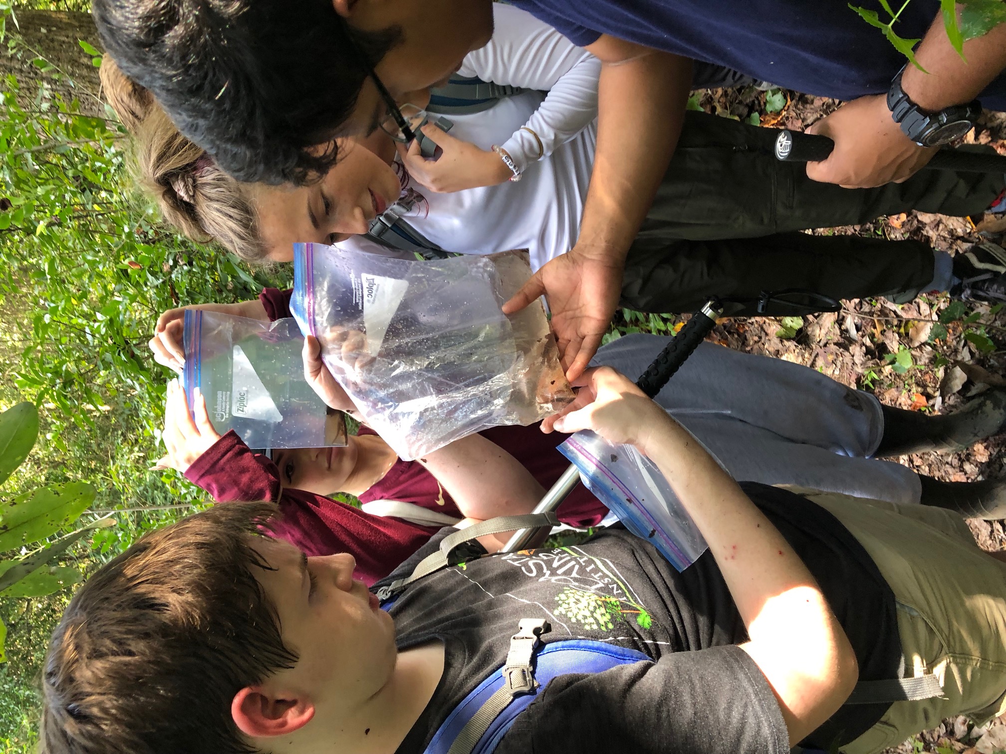 Collecting soil samples in the field