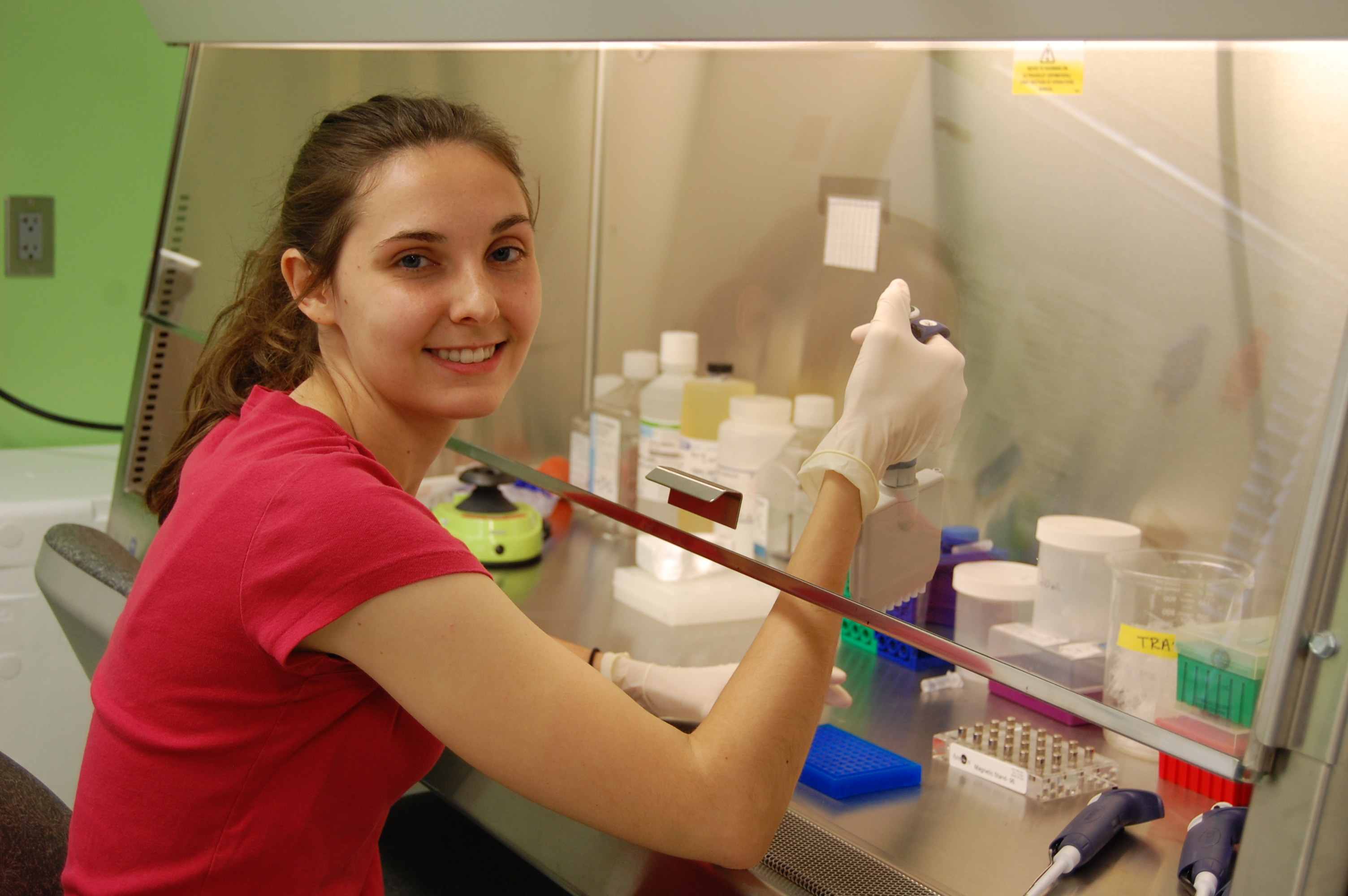 Michelle Kortyna, working in the lab