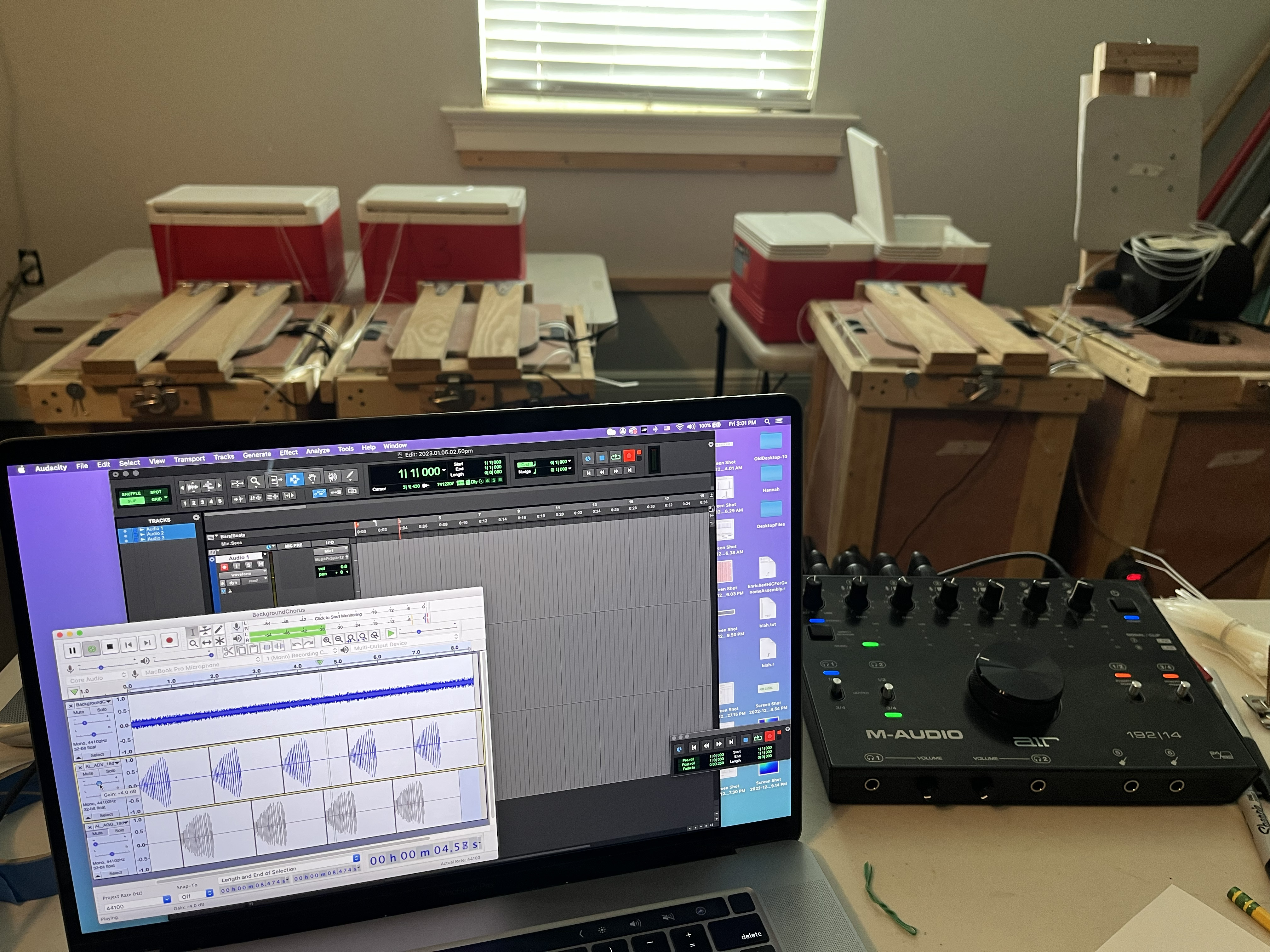 Recording setup with Audacity and M-Audio interface — Carlie Anderson