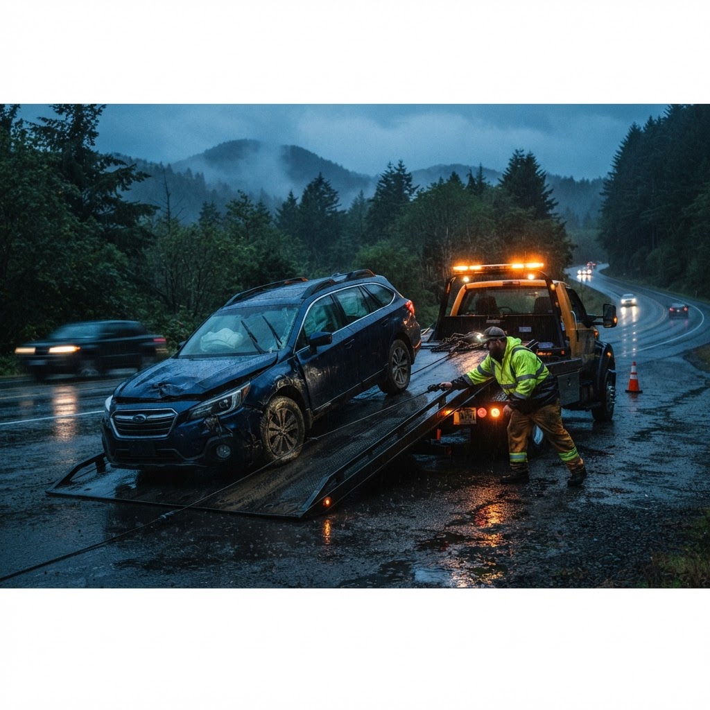 Towing near me — tow truck providing 24 hour emergency roadside assistance in Oregon