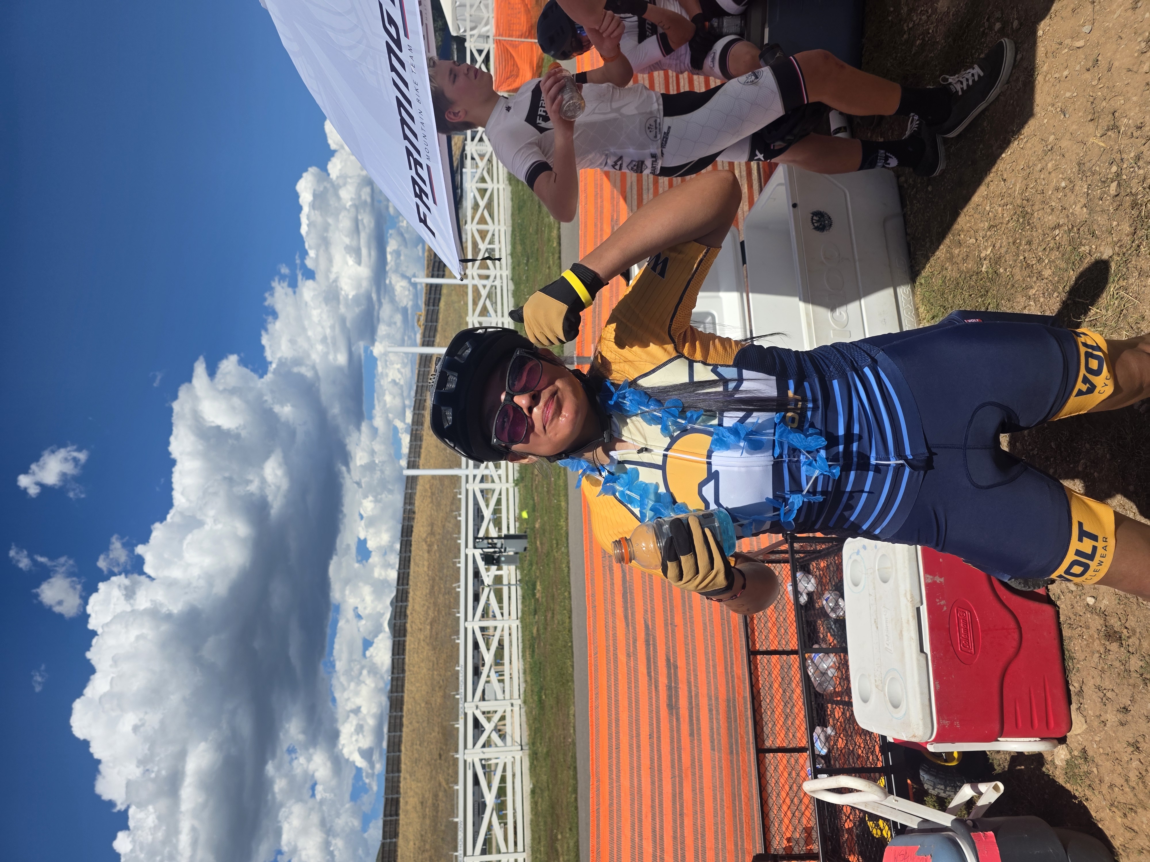 Rider giving a thumbs up at the race venue