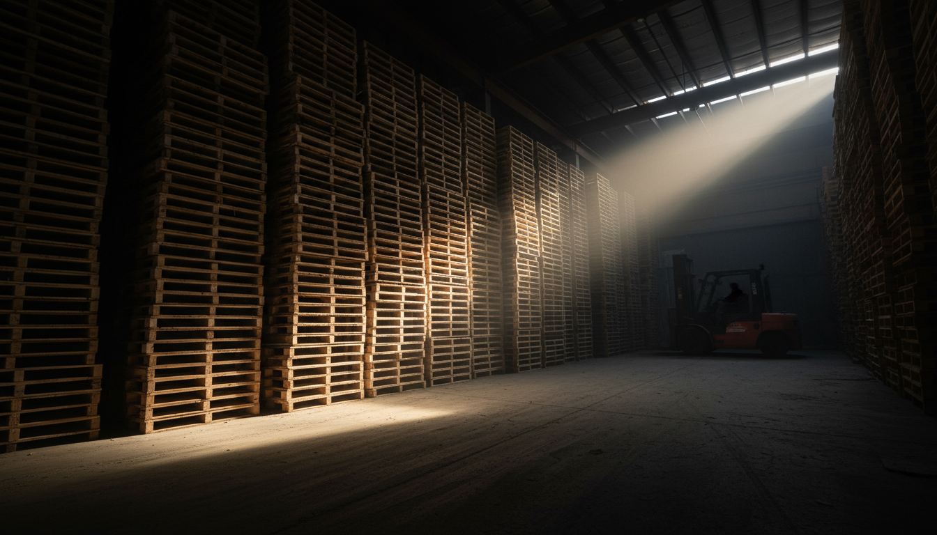 Detroit warehouse with stacked pallets