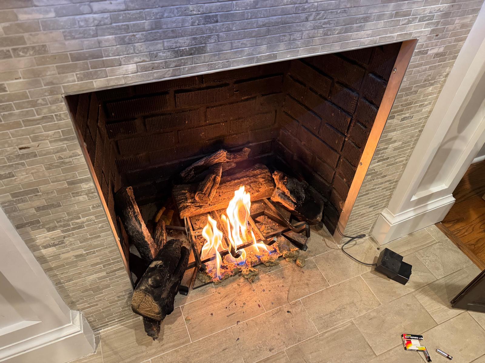 Real gas fireplace with classic trim in an Alexandria Virginia home