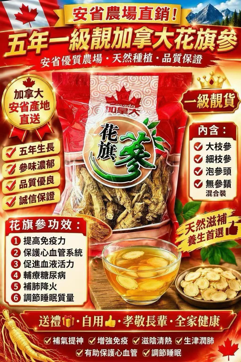 五年一級靚加拿大花旗參