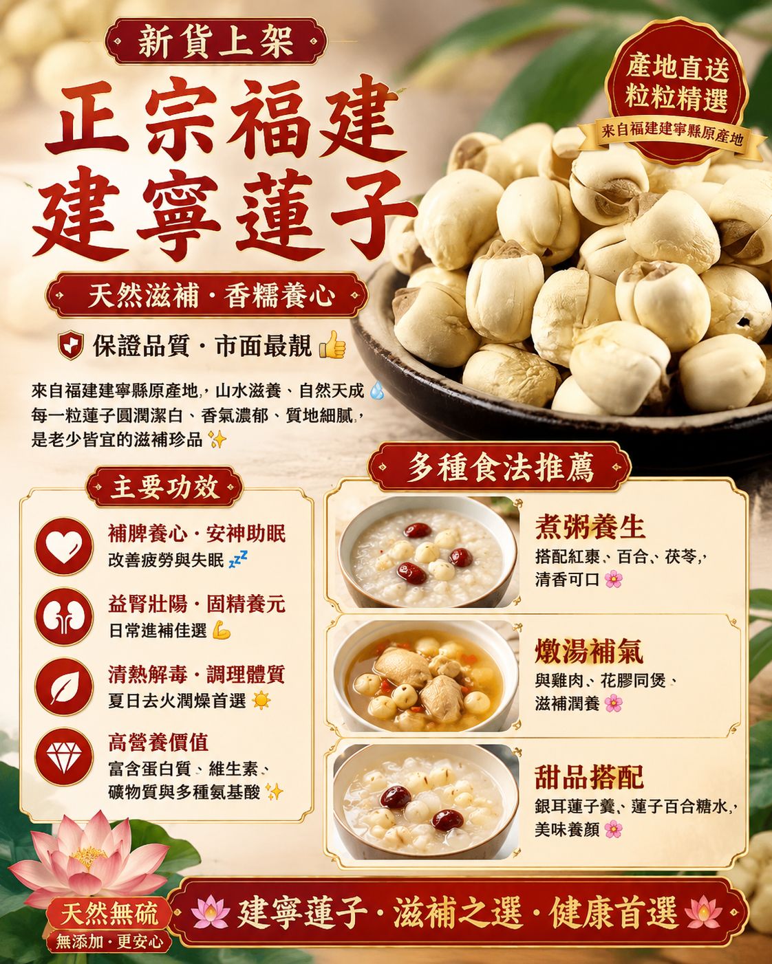 正宗福建建寧蓮子