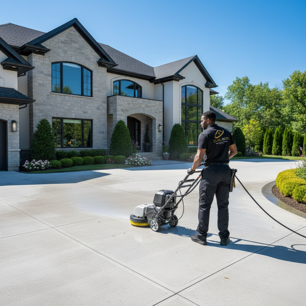 Driveway Power Washing after