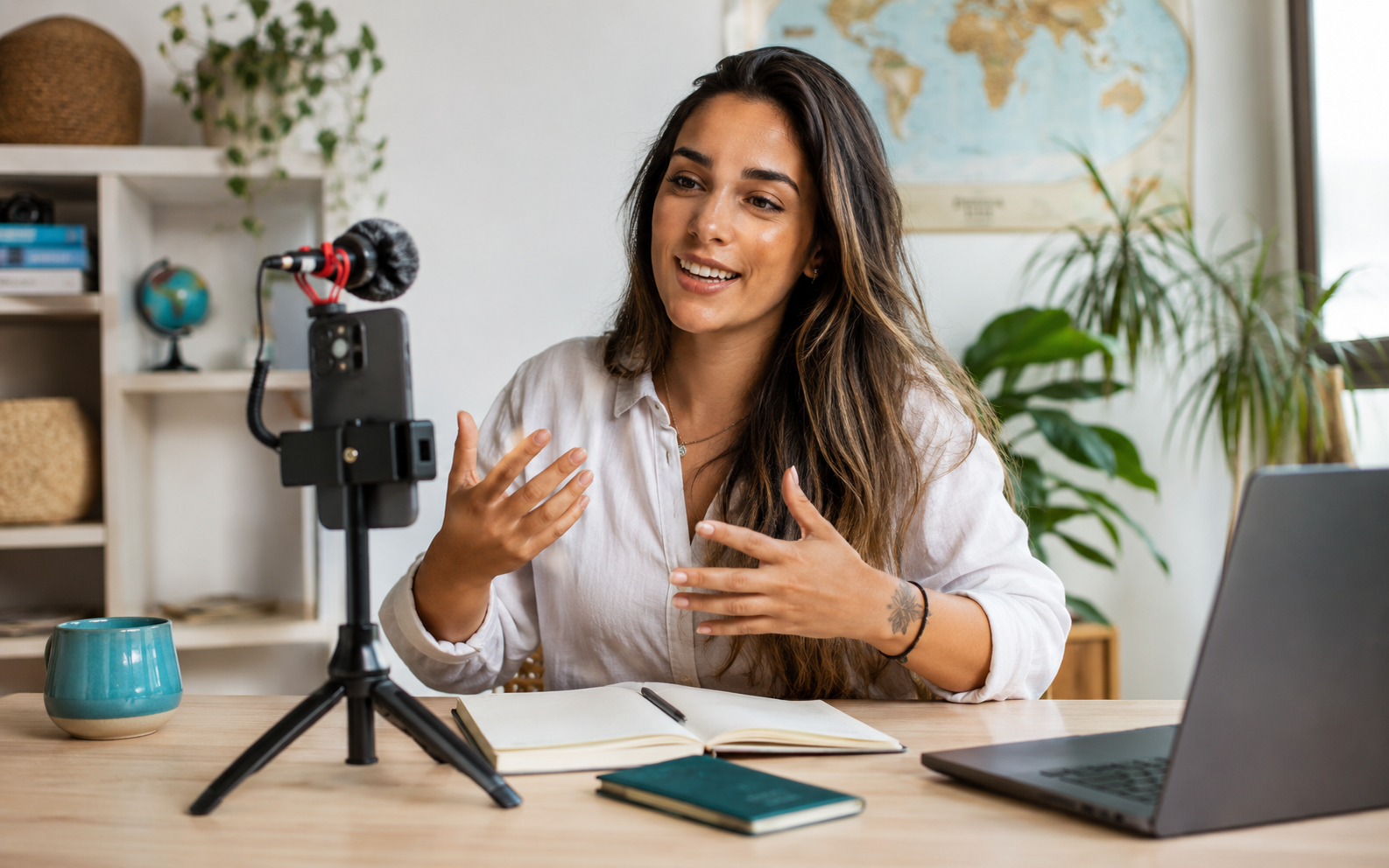 Criador de conteúdo de viagem produzindo vídeo